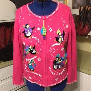 Cute Pink Penguin Christmas Sweater